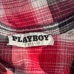 PLAYBOY Red and Black Checkered Button Down Shirt